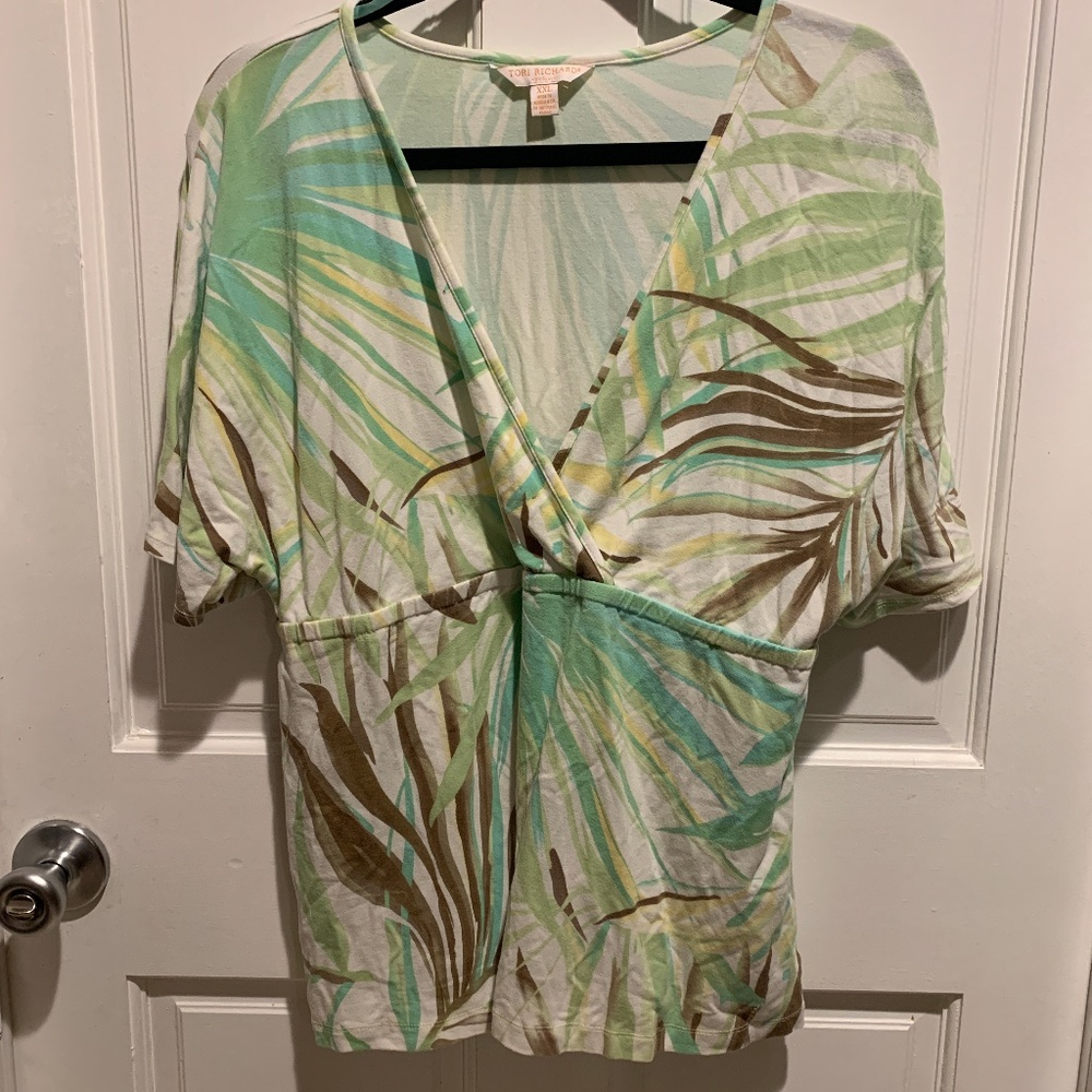 Tori Richard V-Neck Hawaiian Print Shirt XXL